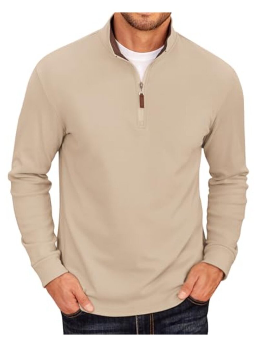 Fleece Quarter Zip Pullover Long Sleeve Mock Neck Sweatshirt